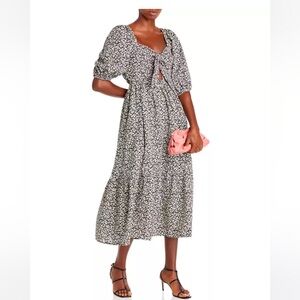 Aqua Bow Front Floral Dress size XS